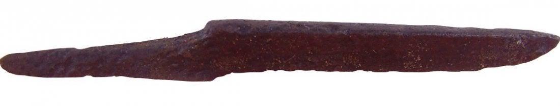 VIKING POCKET OR POUCH KNIFE, 10TH CENTURY AD: Vikings evolved multiple fighting techniques depending on circumstances. The sword and axe served on the battlefield. When raiding, they employed brutal hand to hand techniques which included throat-s