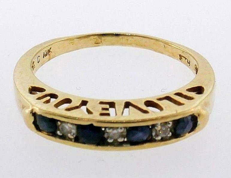 10k Yellow Gold Diamond Sapphire Ring (1 of 6)