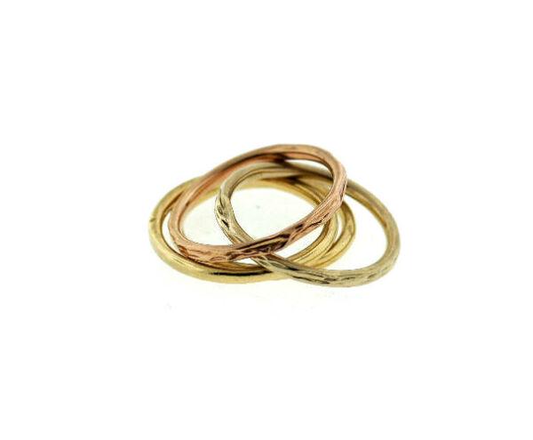 FOUR RING SET BAND 14K YELLOW & PINK GOLD STAMPED (1 of 1)