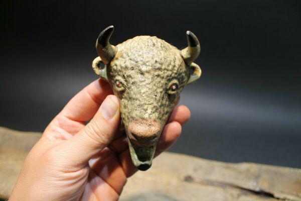 Cast Iron Folk Art Beer Soda Bottle Buffalo Opener: 4" Tall x 3 3/8" Wide Such a neat reproduction of an antique cast iron buffalo bottle opener. This opener is all cast iron, cast from an antique, hand painted, and lightly distressed to look old. It i