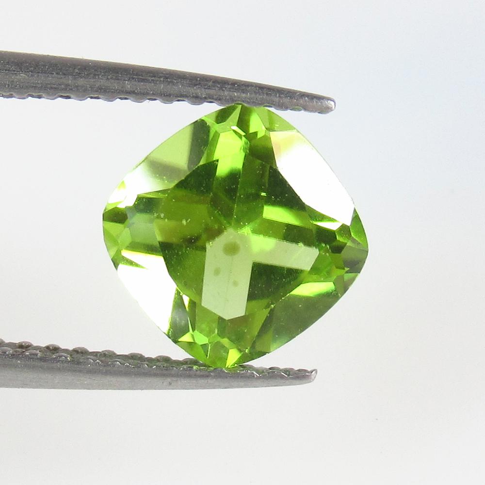 1.62 Ctw Natural Pakistan Peridot Cushion Cut: No Reserve! Title: 1.62 Ctw Natural Pakistan Peridot Cushion Cut Stone Clarity: VVS Gemstone: Peridot Carat Weight: 1.62 Size/Dimensions: 7.20 x 7.20 x 4.50 mm Additional Information: Top Class Luster