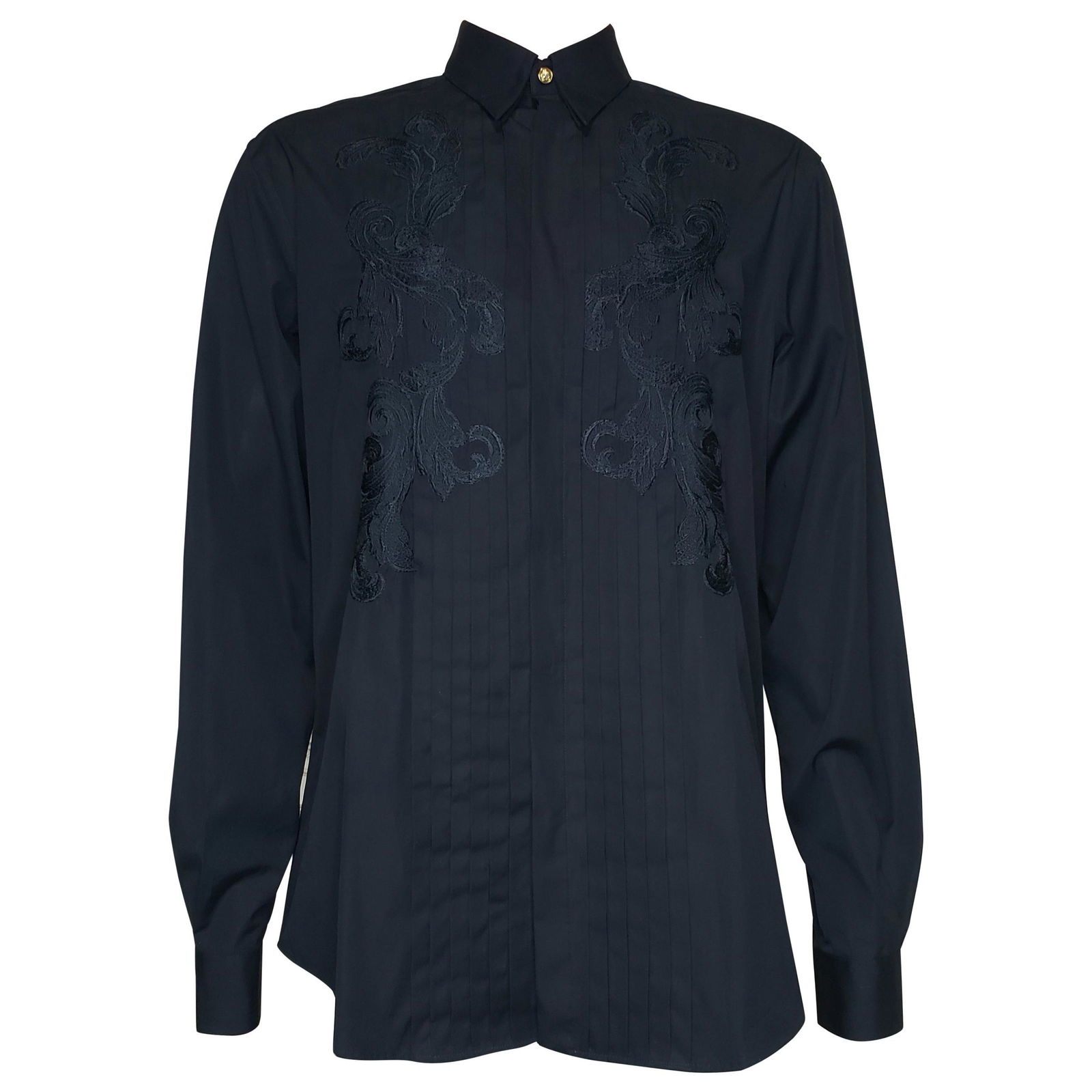 VERSACE BLACK COTTON SHIRT with EMBROIDERED PRINT IT 52 (1 of 10)