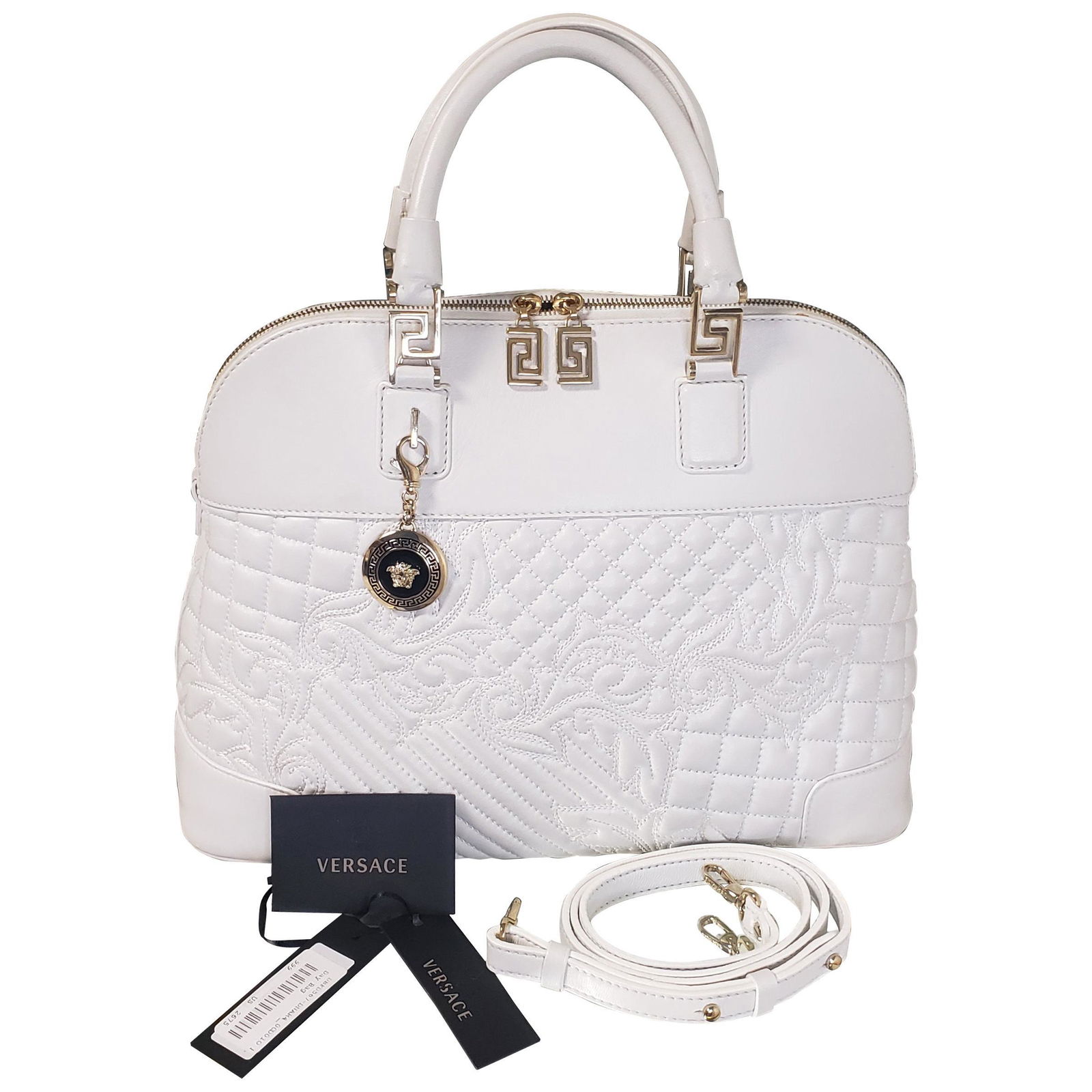 Versace White Quilted Leather Handbag/shoulderbag