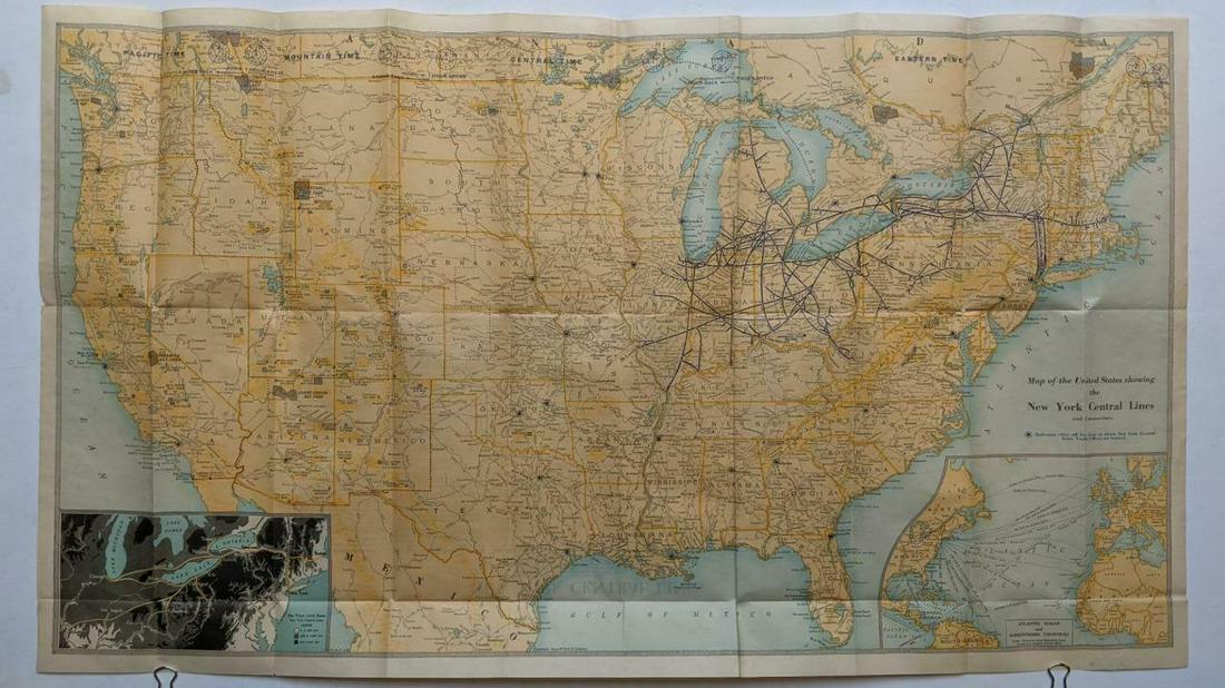 ca. 1929 RAILROAD UNITED STATES MAP SHOWING NEW YORK (1 of 2)