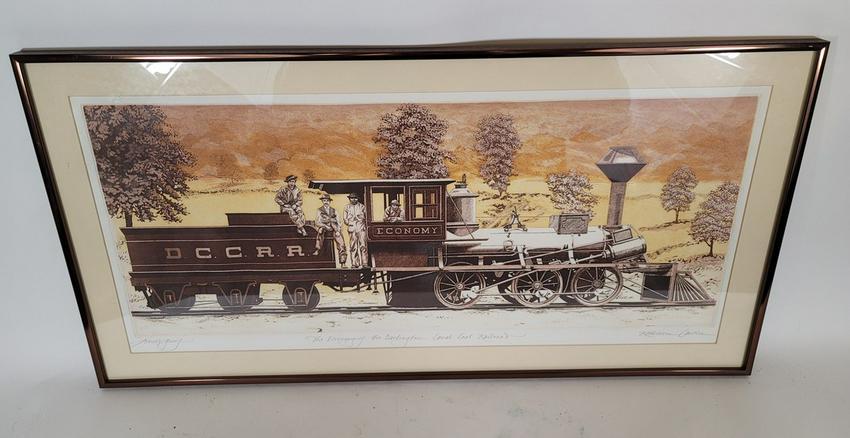 Locomotive engraving artist proof by Kathleen Cantin. (1 of 7)
