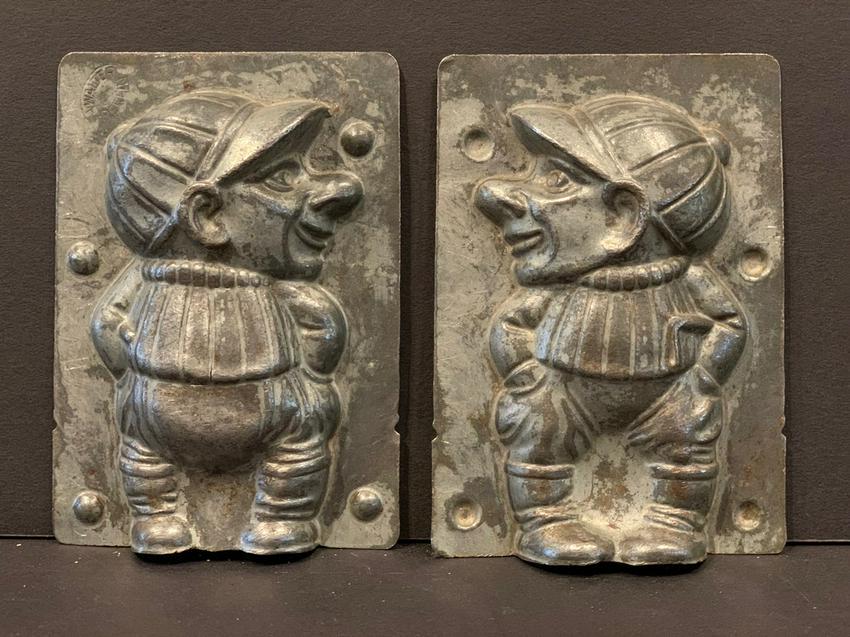 Early 20th c Sports Fan?/Coach? Chocolate Mold, 2-piece (1 of 3)