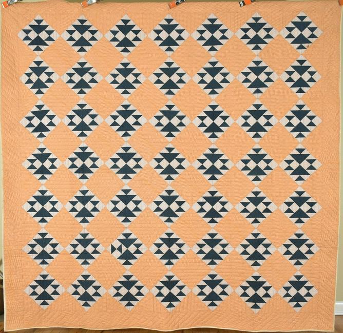 1880's Indigo Blue "Fox & Geese" Quilt (1 of 7)