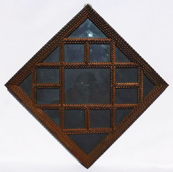 Unusual Diamond Shape Tramp Art Frame (1 of 7)