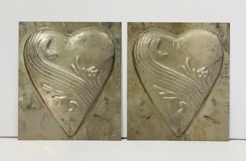 Heart Chocolate Mold, 2-piece, large, early 20th c (1 of 3)
