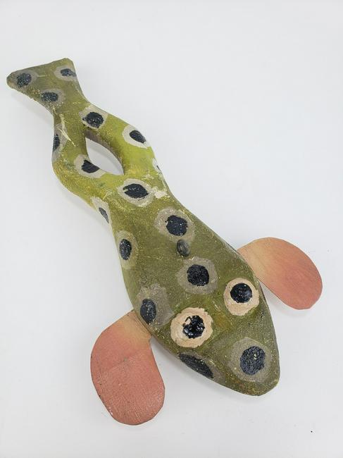 Folk Art Ice Fishing or Spearfishing decoy, Frog (1 of 4)