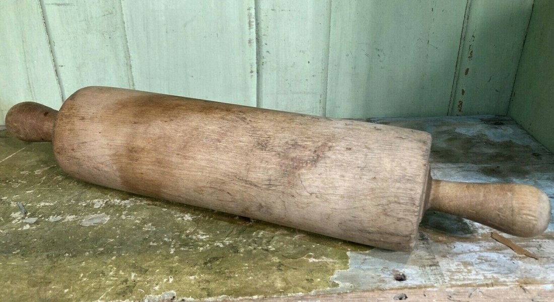 Large Primitive Solid Wood Rolling Pin Carved (1 of 5)