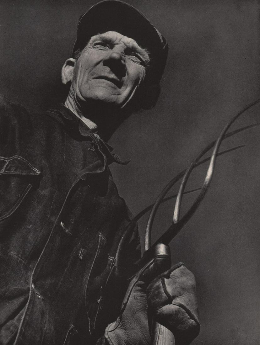 MARGARET BOURKE WHITE - Farmer, South Dakota: Artist: MARGARET BOURKE WHITE Print Title: Farmer, South Dakota Printing Date: 1940’s Medium: Photoengraving Printed in: the US Image Size approx: 10.5 x 8” Reserve: $25.00 Shipping: Domestic: Fla
