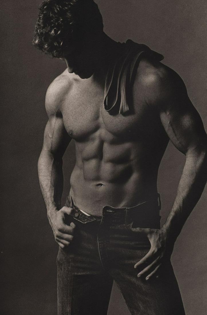 KEN HAAK - Male Nude Study 1983: Artist: KEN HAAK Print Title: Male Nude Study 1983 Medium: Tri-tone Photo-lithographs(Limited edition of 5000) Printed in the 1980’s, in the US Image size (inches) approx. 9.5 x 6.5” Ken Haak(1923