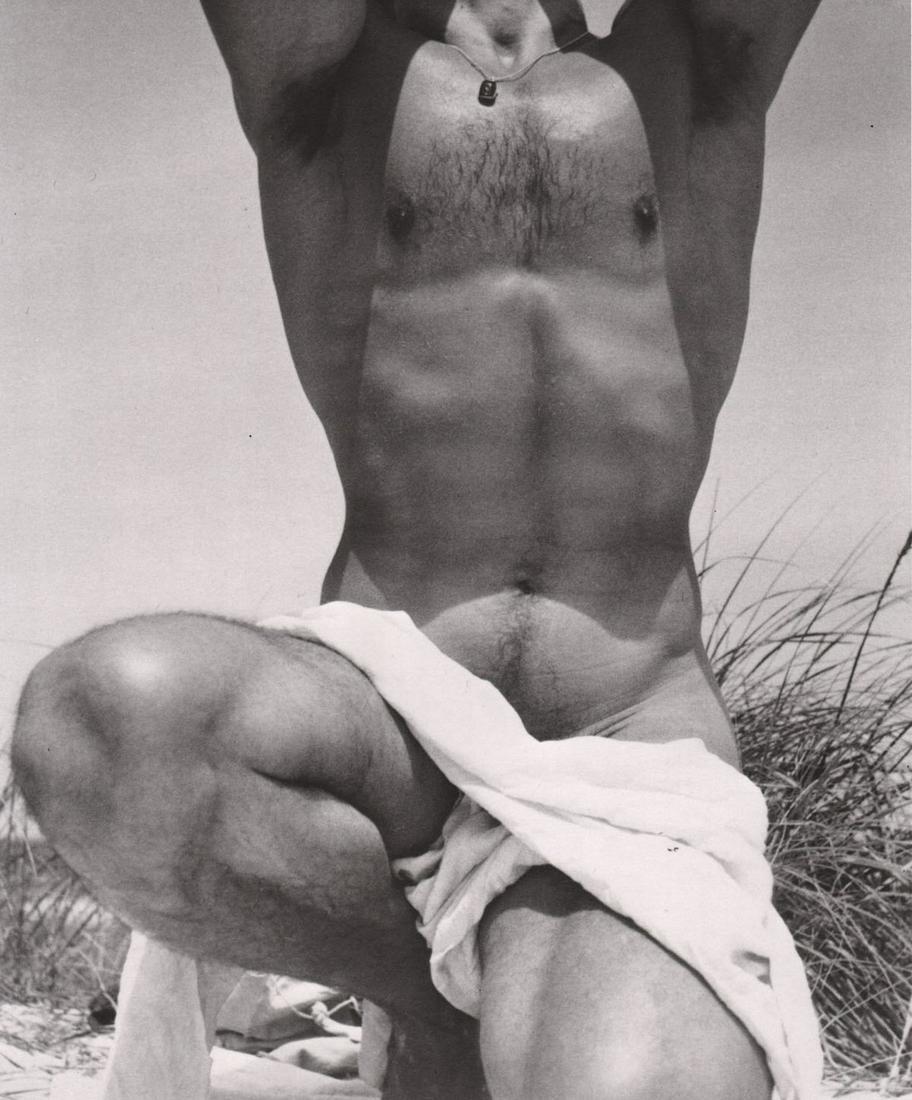 GEORGE PLATT LYNES - Male Nude, Fire Island, 1952: Artist: GEORGE PLATT LYNES Print Title: Male Nude, Fire Island, 195 Medium: Duotone Photoengraving Printing Date: 1990’s Printed in USA Image Size approx: 8.5 X 6.5” George Platt Lynes (1907-1955)