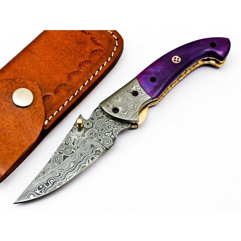 Handmade damascus steel knife folding camel bone: Knife "Abbeville" Damascus knives are very durable, look great and keep sharpness perfectly. Damascus steel has high quality contents to give it an excellent edge and sharp cutting ability. The blade 