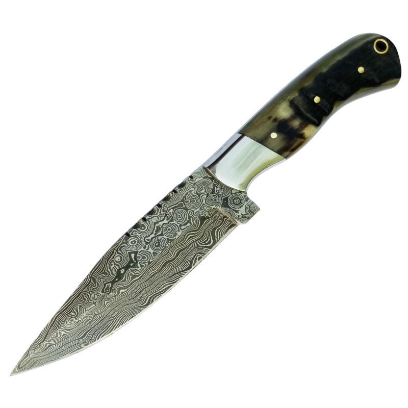 Hunting damascus steel knife hiking ram horn: Knife "Union" Damascus knives are very durable, look great and keep sharpness perfectly. Damascus steel has high quality contents to give it an excellent edge and sharp cutting ability. The blade reta