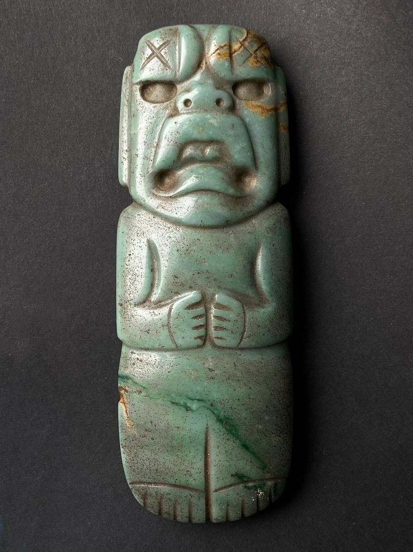 Olmec Celt votive Axe: Title: Olmec Celt votive Axe Description: Olmec Jade Votive Axe (Kunz) 1200 BC -400 BCThis is an exquisite example of a Olmec Jade Votive Axe (Kunz) dating from between 1200 BC - 400 BC. The warejagua
