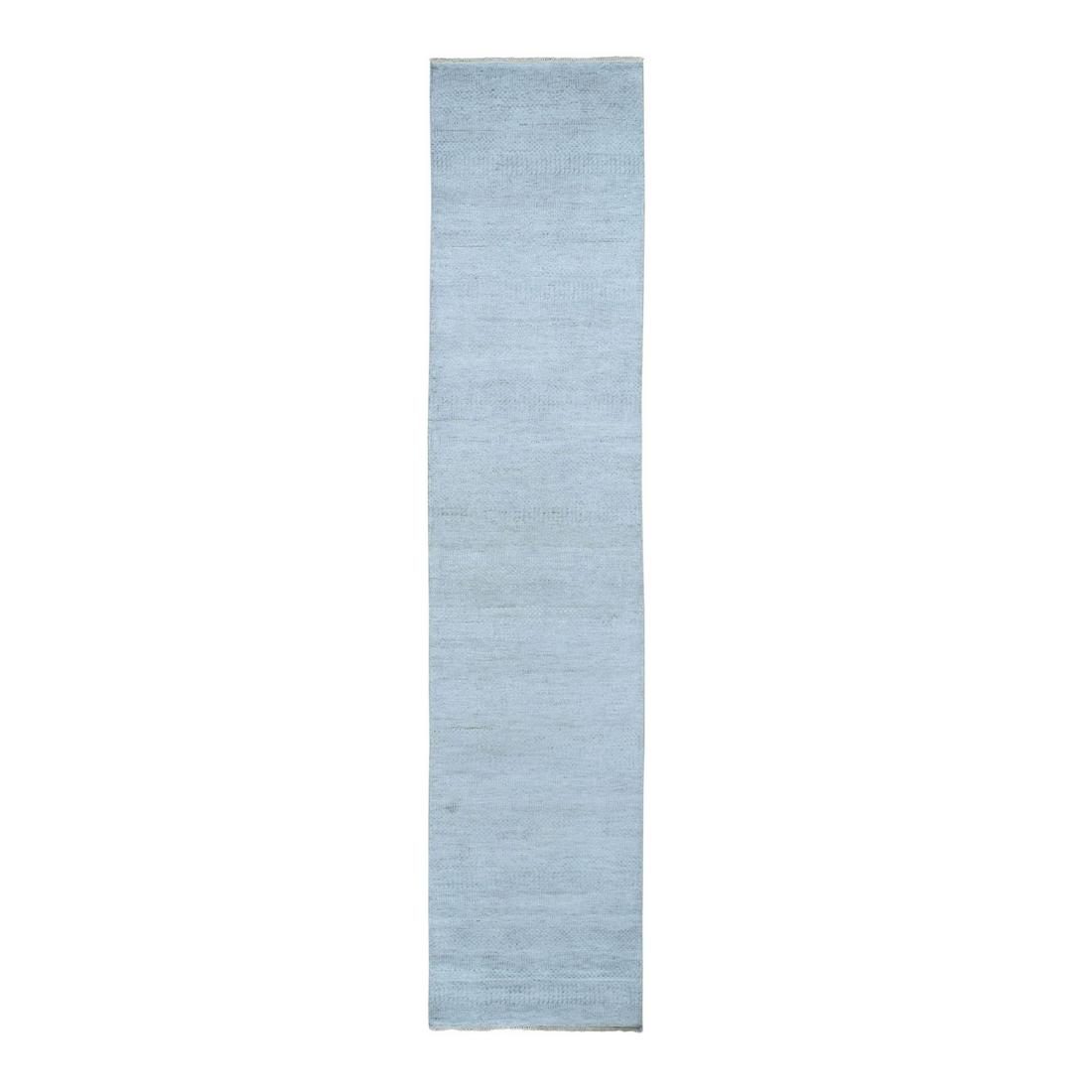 Gray Grass Design Wool And Silk Runner Hand Knotted (1 of 11)