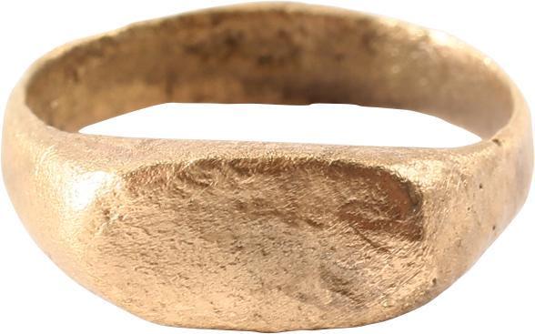 VIKING WARRIOR: Size 7 for man's small finger. 3.5mm well-rounded band expanding slightly at the shoulders. Raised oval bezel with a flat top and rounded edges. Professionally refurbished with the 24karat gold overla