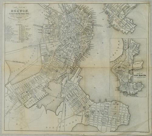 1853 Boynton Map of Boston [verso] Map of New England: Title: 1853 Boynton Map of Boston [verso] Map of New England -- New Map of Boston, Comprising the Whole City, with the New Boundaries of the Wards… [verso] Map of New England Exhibiting the Rail Roa
