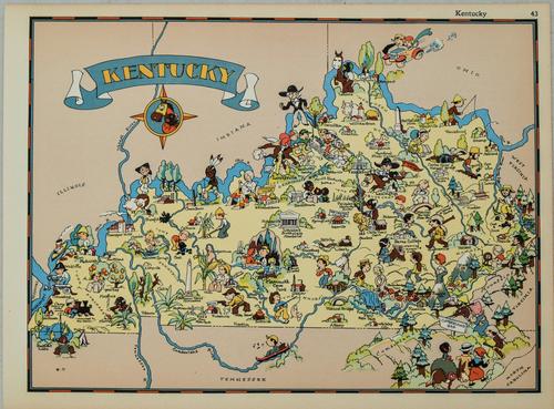 1938 R Taylor White Pictorial Map of Kentucky --: Title: 1938 R Taylor White Pictorial Map of Kentucky -- Kentucky Cartographer: Ruth Taylor White Year / Place: 1938, Boston Map Dimension (in.): 11.6 x 8.5 in. This is Ruth Taylor White's charming pic
