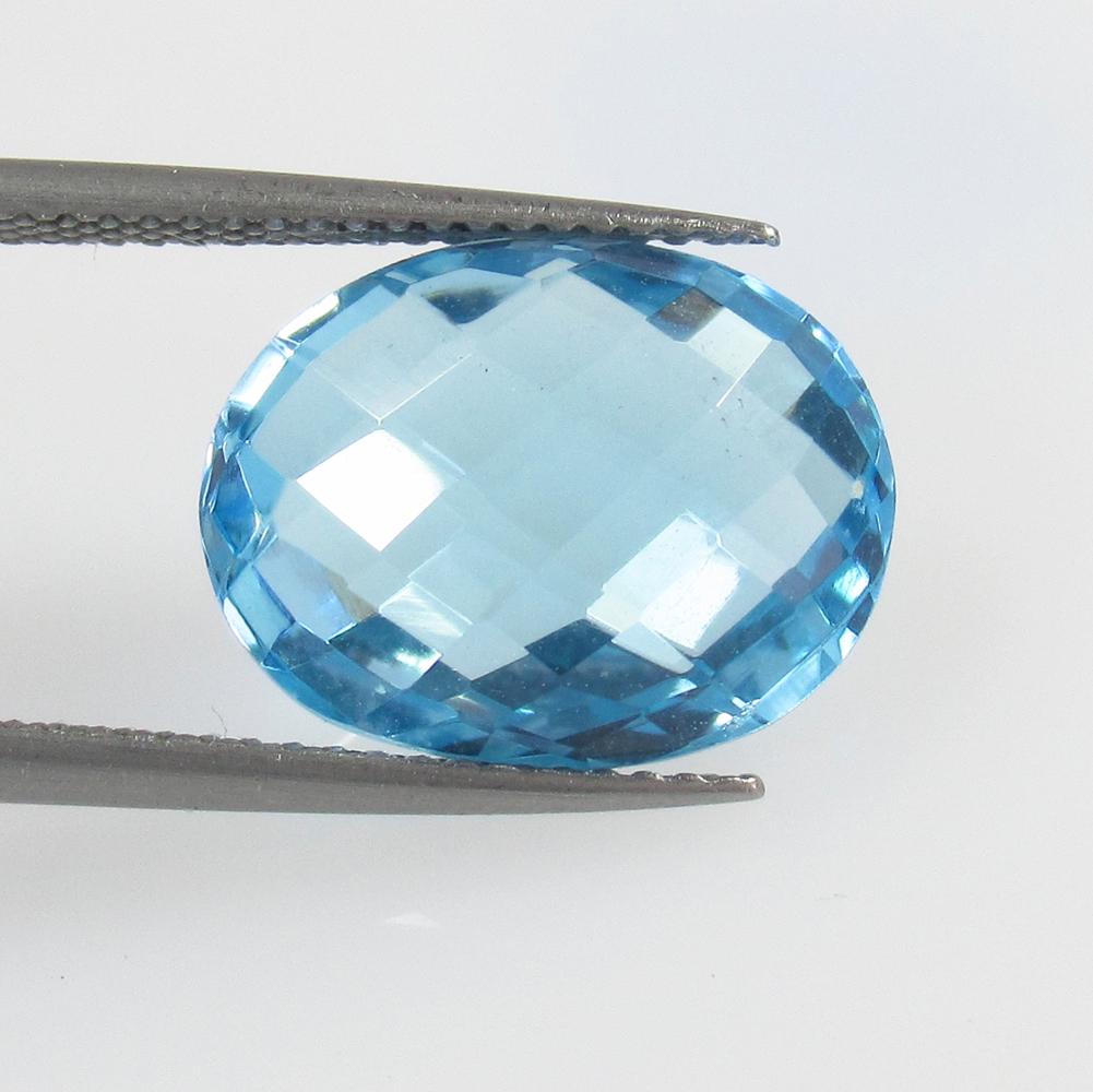 9.75 Ct Natural Blue Topaz Oval Checkerboard Cut (1 of 2)