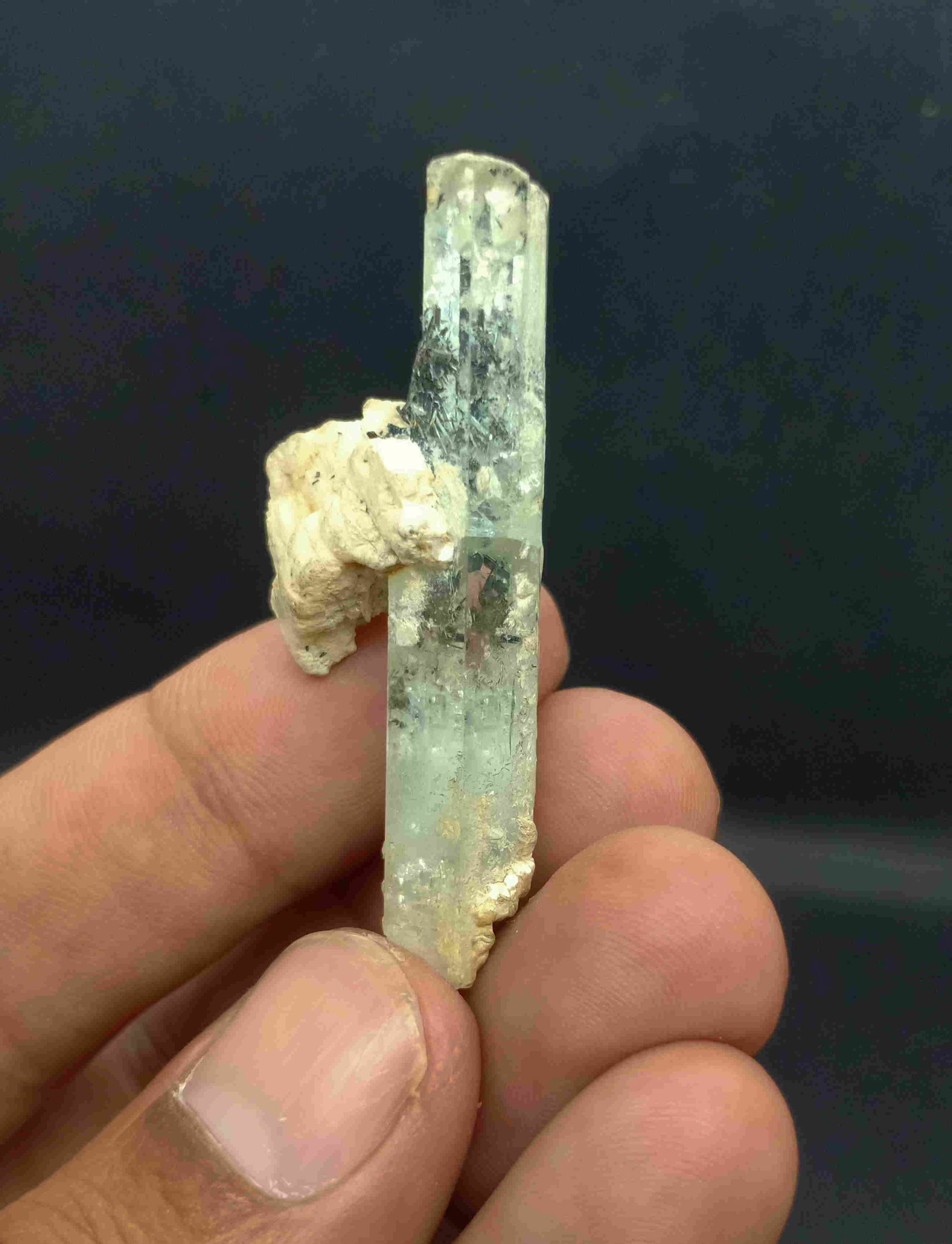 7 Gram Very Beautiful Natural Aquamarine Specimen: Title: 7 Gram Very Beautiful Natural Aquamarine Specimen Treatment: Natural Total Weights: 7 Gram Size/Dimensions: 46x18x9 mm Origin: Pakistan Reserve: $15.00 Shipping: Domestic: Flat-rate of $15
