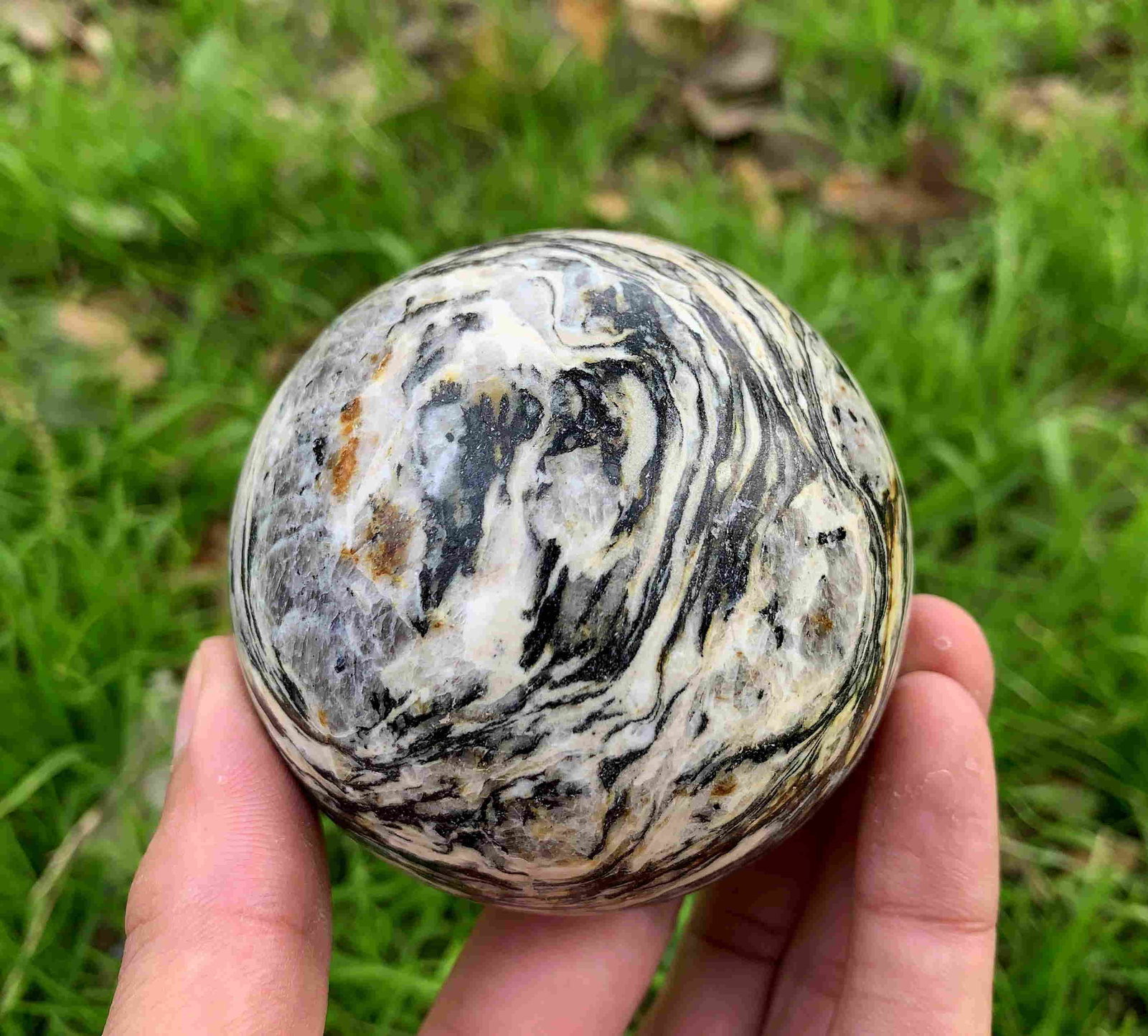 503 Gram Top Quality Natural Zebra Sphere: Title: 503 Gram Top Quality Natural Zebra Sphere Treatment: Natural Total Weights: 503 Gram Size/Dimensions: 68 mm Origin: Pakistan Reserve: $60.00 Shipping: Domestic: Flat-rate of $25.00 to anywhe