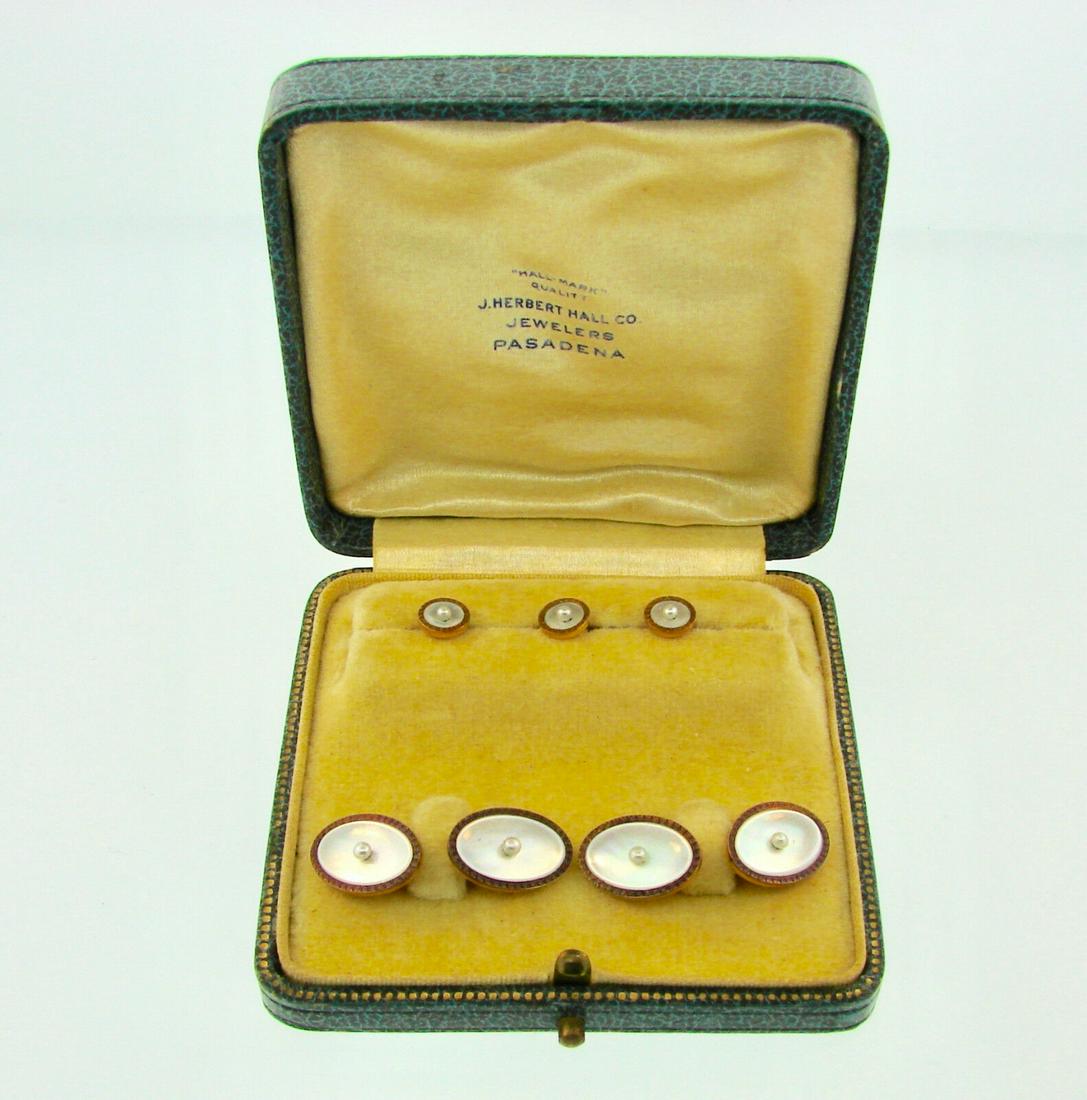 Antique Mother of Pearl and 14k Yellow Gold Cufflinks & (1 of 7)