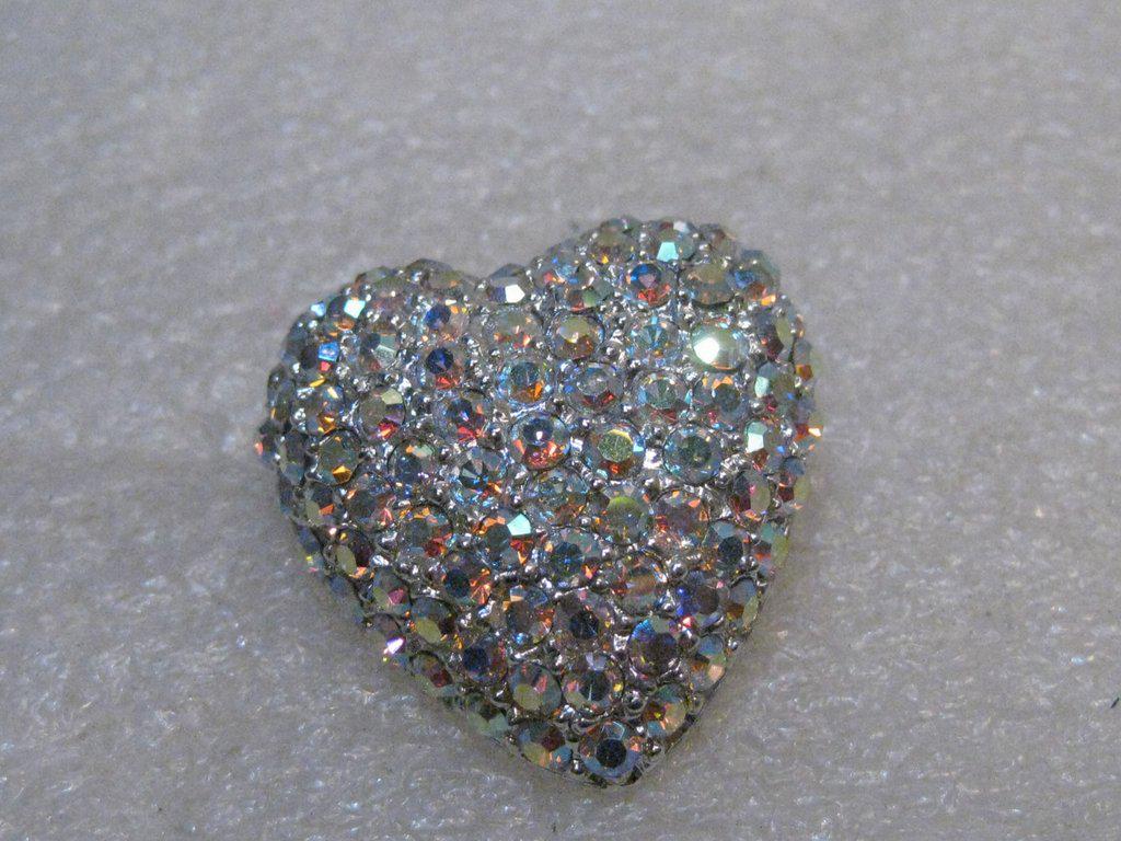 Vintage Aurora Borealis Rhinestone Heart Brooch,: Vintage Monet Butterfly Brooch, Wired Wings. Gold Tone. 1.75" long and 2-3/8" wide with tiered wired wings. Signed Monet, 1960's. Looks new. Very good condition. Great for weddings too.. something old