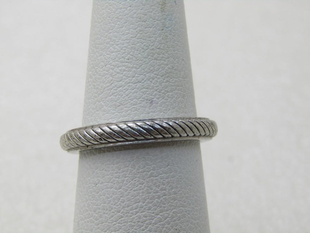 Vintage Judith Ripka Sterling Stackable Ring, Ridged,: Vintage Judith Ripka Sterling Stackable Ring, Ridged, Sz. 6, 4.23 grams, 3mm wide. Ridged lines that are on the diagonal around the band, stackable. Signed Judith Ripka, marked .925 and tested. Very g