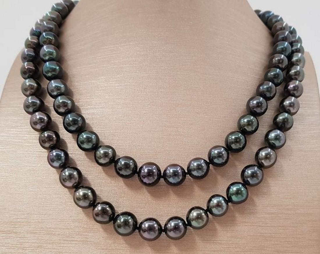 9x11mm Black Tahitian Pearls - 925 Silver - Necklace (1 of 9)