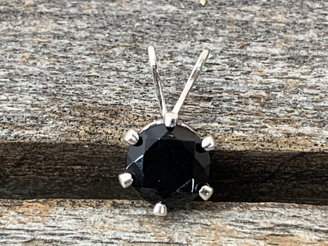 Black Spinel Natural Gemstone .925 Sterling Pendant: No Reserve! Title: Black Spinel Natural Gemstone .925 Sterling Pendant Materials:Sterling Silver Dimensions: 6 mm Shipping: Domestic: Flat-rate of $7.00 to anywhere within the contiguous U.S. Internat