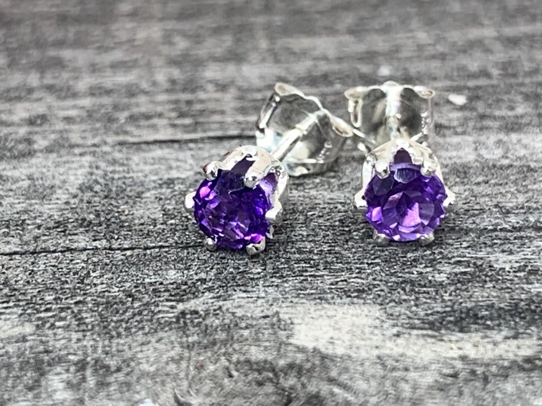 Amethyst Natural Gemstone .925 Sterling Earrings (1 of 2)
