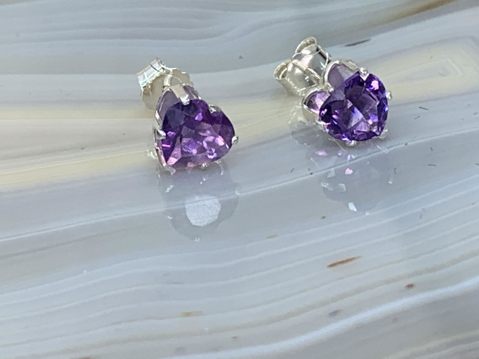 Amethyst Natural Gemstone .925 Sterling Earrings (1 of 2)