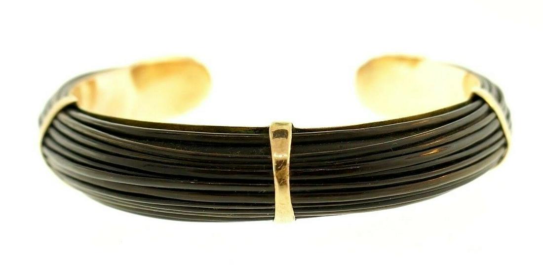 Vintage Black Bakelite 10k Rose Gold Cuff Bracelet (1 of 6)
