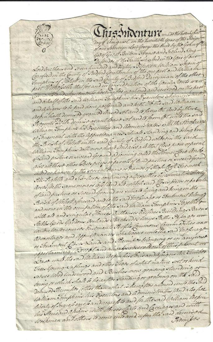 1780 English Indenture Red Wax Seal (1 of 2)