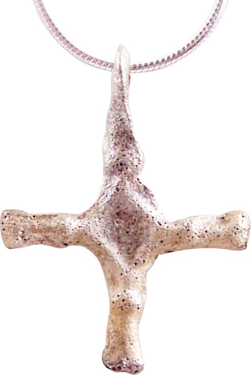 MEDIEVAL CHRISTIAN CROSS NECKLACE: Carolingian, the period of Charlemagne. The emergence from the Dark Ages is embodied in the rise to power of the Frankish King, Charlemagne in 768 (founder of the Holy Roman Empire after 800) followed