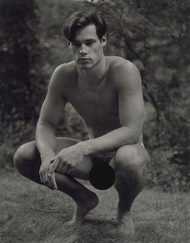 BRUCE WEBER - Billy, Camp Rowdy, Bellport: Artist: BRUCE WEBER Title: Billy, Camp Rowdy, Bellport Medium: Sheet Fed Gravure, 1990, USA Dimensions: 7.3x9.35" Description: Heat Wax Mounted on 11x14" Conservation Board Artist Bio: Bruce Weber is