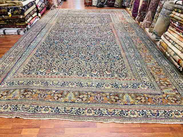 Antique Persian Khorrasan Rug-100: Title: Antique Persian Khorrasan Rug-100 Description: An antique Persian Khorrasan rug from northeast persia, size 11 ft. 7 inches by 17 ft, circa 1900, very good condition cut and reduced professiona
