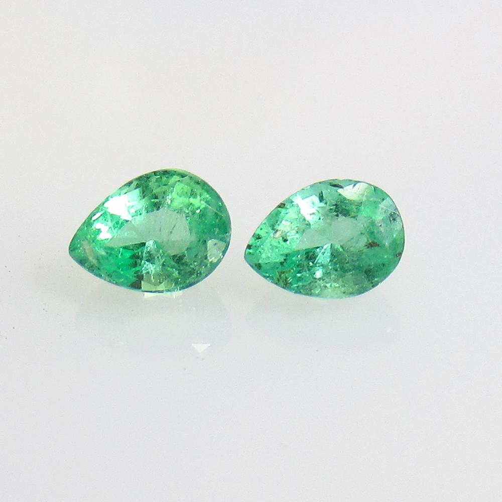 0.91 Ctw Natural Colombian Emerald Pear Pair (1 of 2)