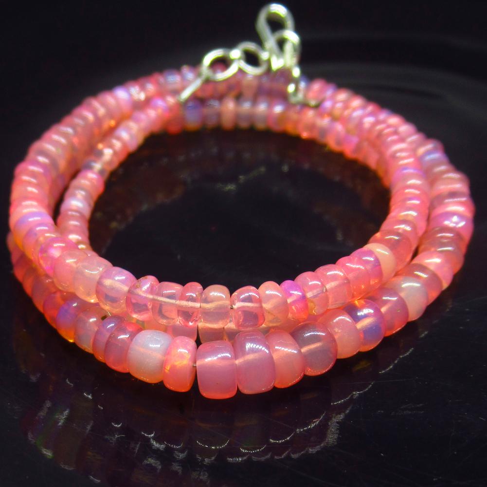 43.11 Ct 925 Silver 177 Pink Opal Beads Necklace Ready (1 of 2)