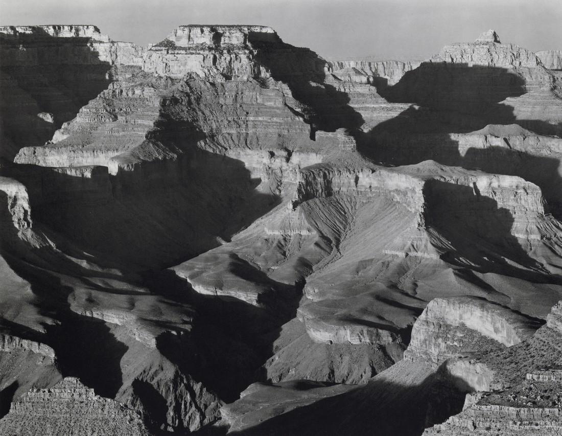 ANSEL ADAMS - Cape Royal from South Rim Grand Canyon: Artist: ANSEL ADAMS Title: Cape Royal from South Rim Grand Canyon National Park, AZ, 1947 Medium: Duotone Photo Litho, 1990, USA Dimensions: 10.45x8.1" Description: Heat Wax Mounted on 11x14" Conserva