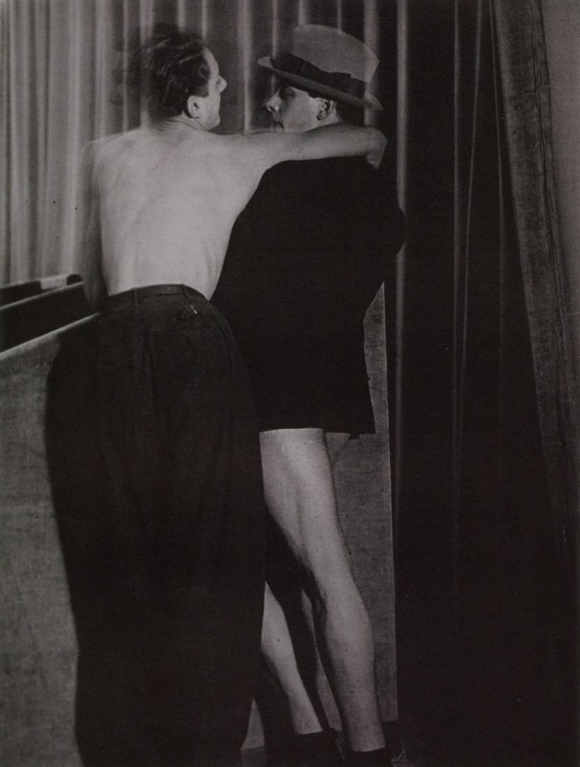 BRASSAI - "Un Costume Pour Deux" Magic City, 1931: Artist: BRASSAI Title: "Un Costume pour deux," Bal du Magic-City, Paris, 1931 Medium: Photo Litho, 2000, USA Dimensions: 5.6x7.4" Description: Heat Wax Mounted on 8.5x11" Conservation Board Artist Bio