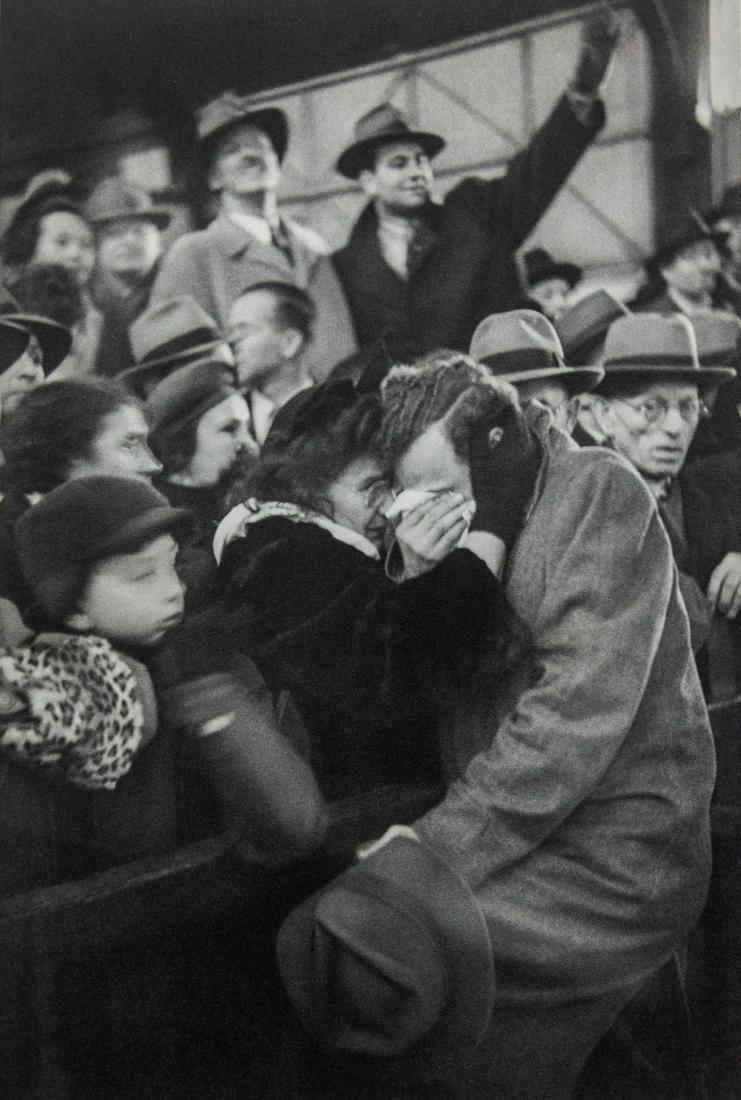 HENRI CARTIER-BRESSON - Mother Finds Refugee Son, 1946: Artist: HENRI CARTIER-BRESSON Title: A Mother Finds Her Refugee Son, NY, 1946 Medium: Sheet Fed Gravure, 1952, France Dimensions: 9.15x13.5" Description: Heat Wax Mounted on 14x18" Conservation Board 
