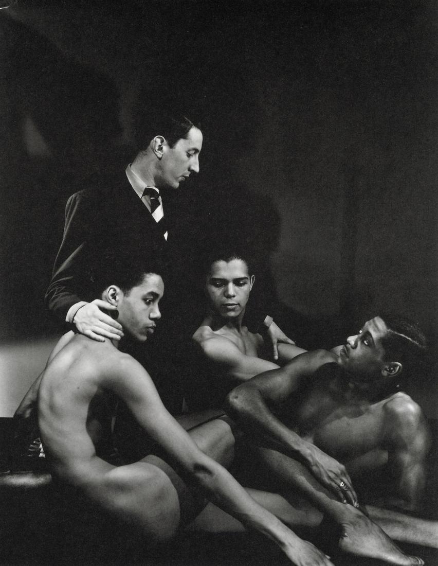 GEORGE PLATT-LYNES - Frederick Ashton with Dancers: Artist: GEORGE PLATT-LYNES Title: Frederick Ashton With Three Male Dancers Medium: Photo Litho, 2000, Italy Dimensions: 9.05x11.65" Description: Heat Wax Mounted on 12x16" Conservation Board Artist Bi
