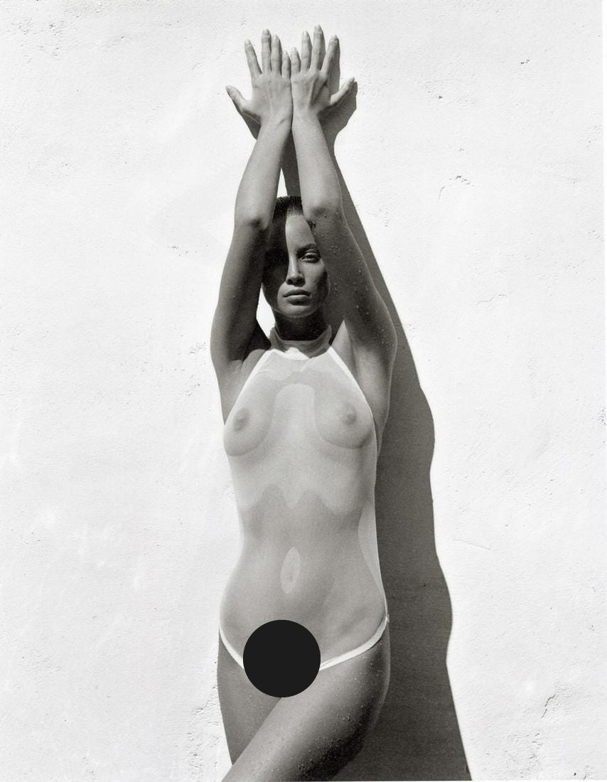 HERB RITTS - Christy Turlington in White, Hollywood: Artist: HERB RITTS Title: Christy Turlington in White, Hollywood, 1990 Medium: Photo Litho, 2012, Italy Dimensions: 8.8x11.3" Description: Heat Wax Mounted on 12x16" Conservation Board Artist Bio: Her