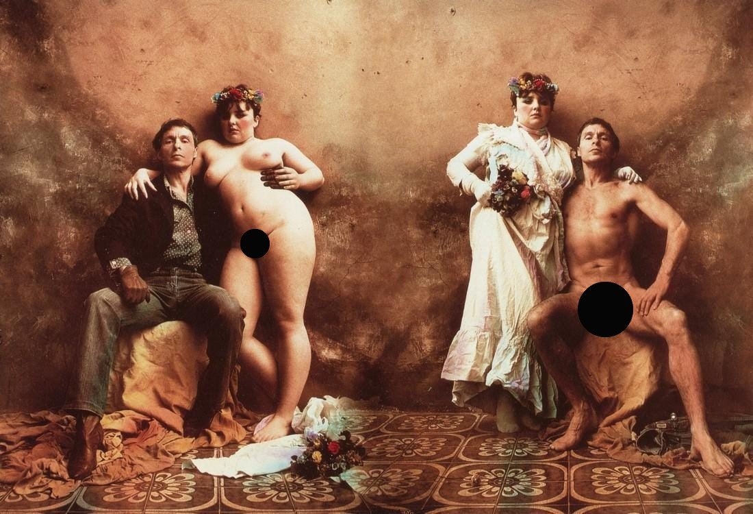 JAN SAUDEK - With Third Daughter, Second Marriage: Artist: JAN SAUDEK Title: With My Third Daughter from the Second Marriage Medium: Photo Litho, 1999, Hong Kong Dimensions: 8.6x5.9" Description: Heat Wax Mounted on 8.5x11" Conservation Board Artist B