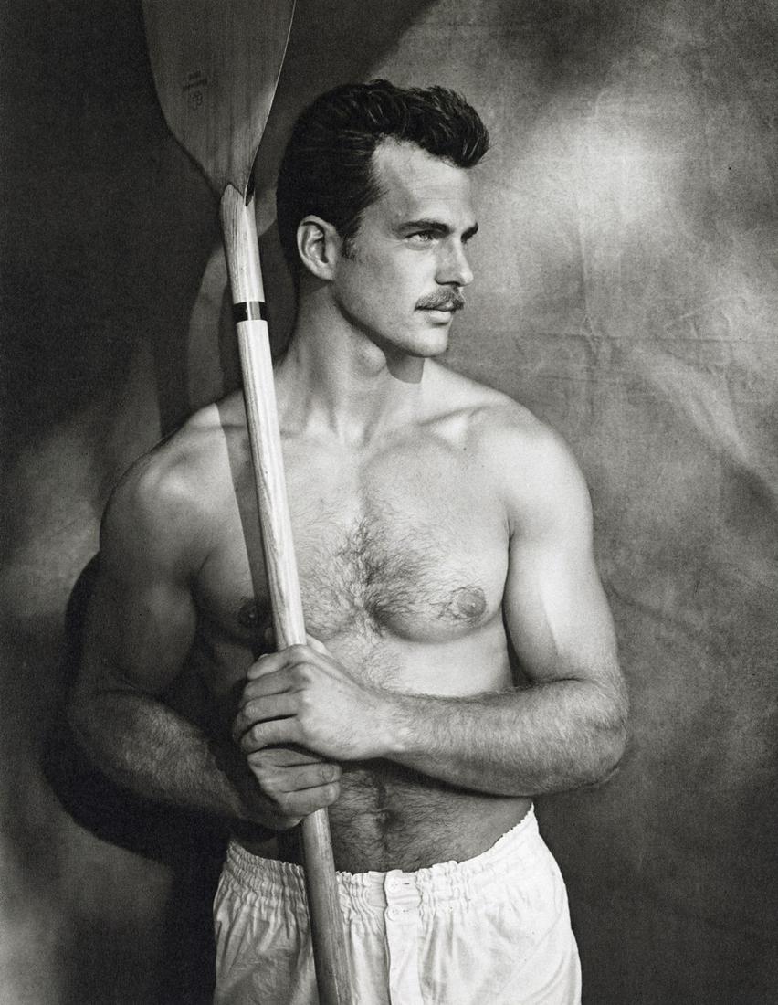 BRUCE WEBER - Dave Gilman, Kayaker, 1983: Artist: BRUCE WEBER Title: Dave Gilman, Kayaker, Colorado Sports Festival, 1983 Medium: Photogravure, 1988, Spain Dimensions: 8.65x11.15" Description: Heat Wax Mounted on 11x14" Conservation Board Art