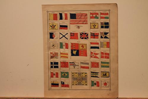 1883 Flags of Nations: Author: Cram Title: 1883 Flags of Nations Medium: Ink on Paper Dimensions: 11"X14" Flags of Nations print dated 1883. Printed and published by George Cram in Chicago. Part of his World Atlas. With Sta